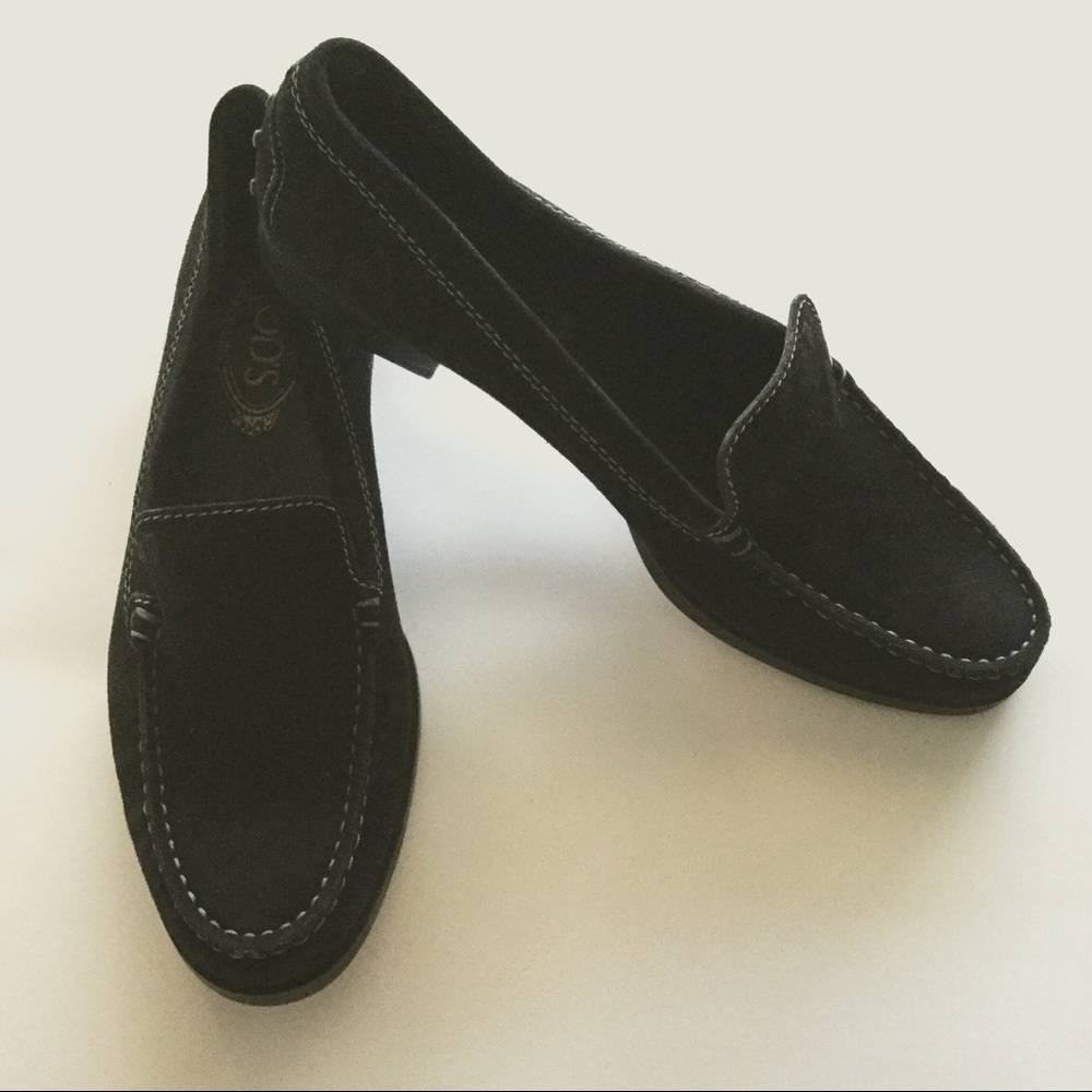 Tod's Black Suede Skid Free Loafers